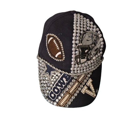 Custom Cowboys inspired rhinestone cap
