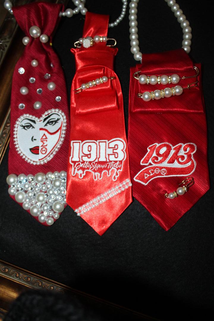 Red Greek sorority custom tie examples